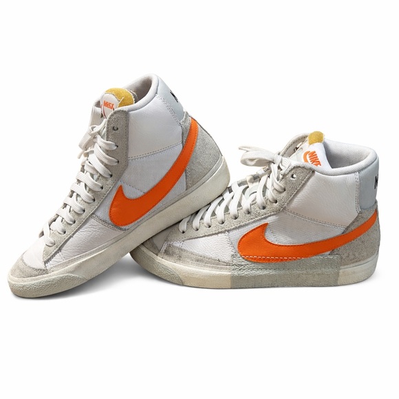 Nike Blazer Mid Size 8 DQ7673-103 White High Top Retro Orange Logo Shoes - Picture 15 of 15